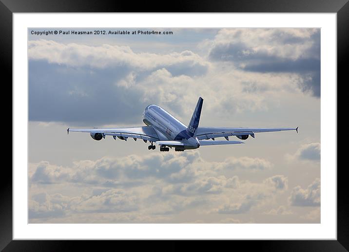 Airbus A380 takeoff Framed Mounted Print by P H