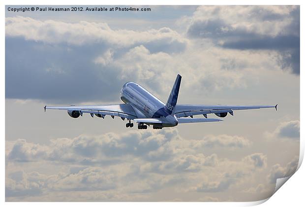Airbus A380 takeoff Print by P H