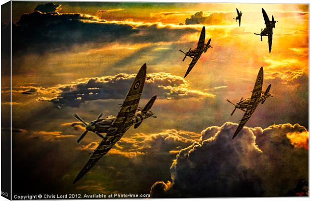 Spitfire Attack Canvas Print by Chris Lord
