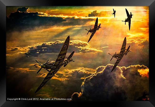 Spitfire Attack Framed Print by Chris Lord
