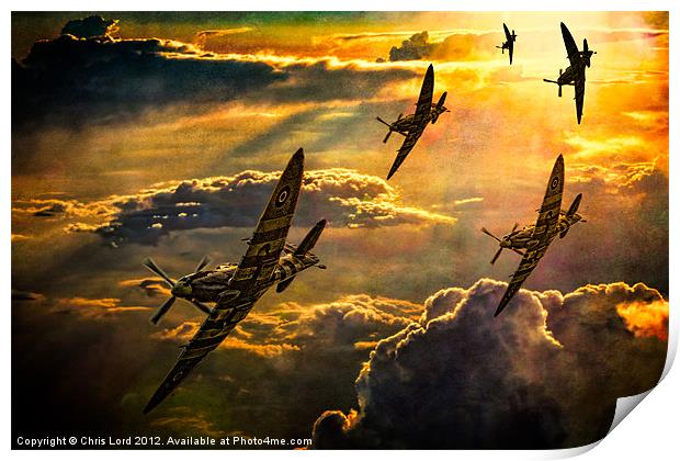 Spitfire Attack Print by Chris Lord