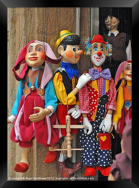 String Puppets Prague Framed Print by Nigel Matthews