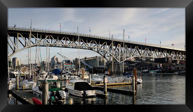 GRANVILLE BRIDGE, Vancouver to Granville Island, B Framed Print by Andy Smy