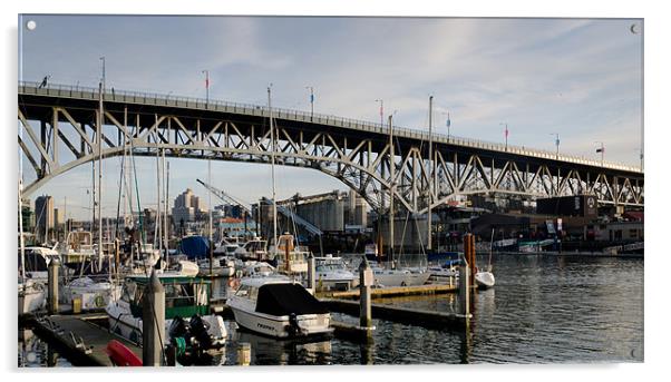 GRANVILLE BRIDGE, Vancouver to Granville Island, B Acrylic by Andy Smy