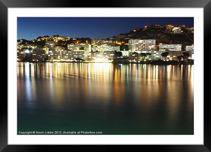 Santa Ponsa Bay at Night Framed Mounted Print by Gavin Liddle