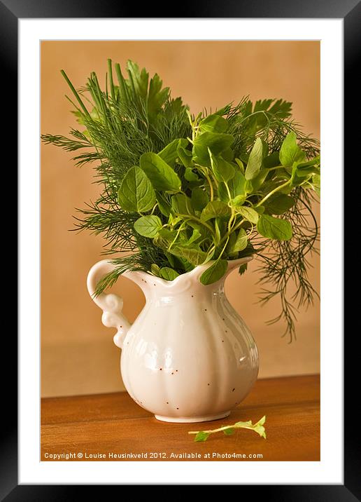 A bunch of fresh herbs Framed Mounted Print by Louise Heusinkveld