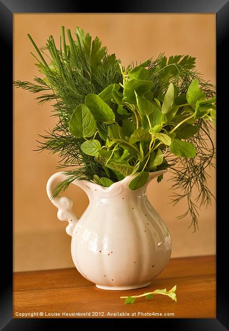 A bunch of fresh herbs Framed Print by Louise Heusinkveld