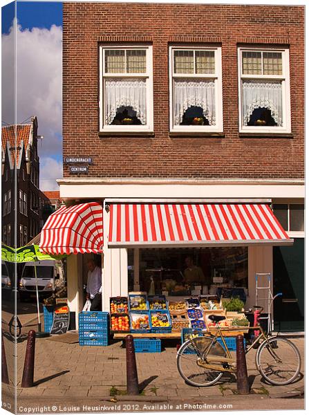 Greengrocer in Amsterdam Canvas Print by Louise Heusinkveld