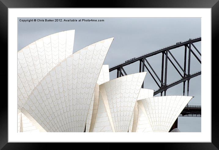 Sydney Opera House and Bridge Framed Mounted Print by Chris Barker