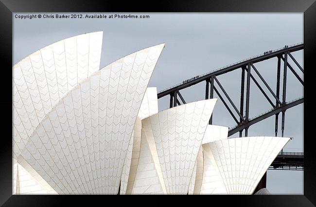 Sydney Opera House and Bridge Framed Print by Chris Barker