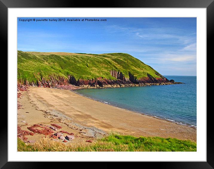 SwanLake Beach.Pembrokeshire. Framed Mounted Print by paulette hurley