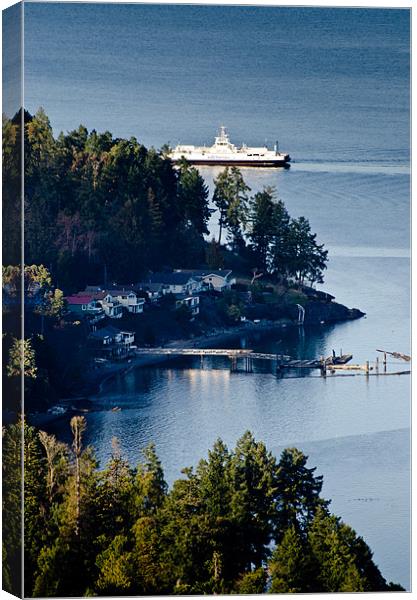 MILL BAY ferry passing Sandy Beach Rd, Vancouver Island, BC, Canada Canvas Print by Andy Smy