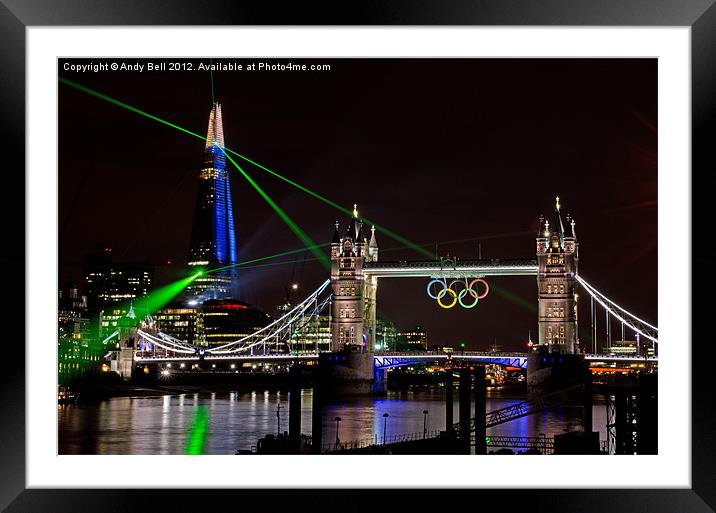 Laser Show near Tower Bridge Framed Mounted Print by Andy Bell