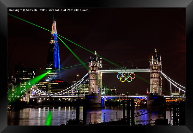 Laser Show near Tower Bridge Framed Print by Andy Bell