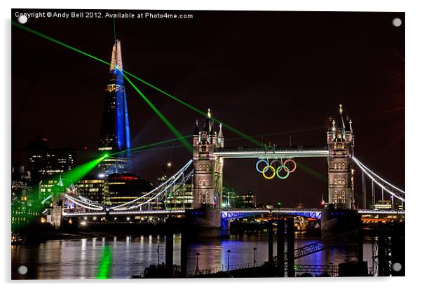 Laser Show near Tower Bridge Acrylic by Andy Bell