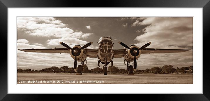B25 Mitchell Bomber Framed Mounted Print by P H