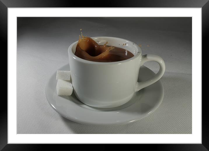 Tea cup sugar splash! Framed Mounted Print by Carl Floodgate