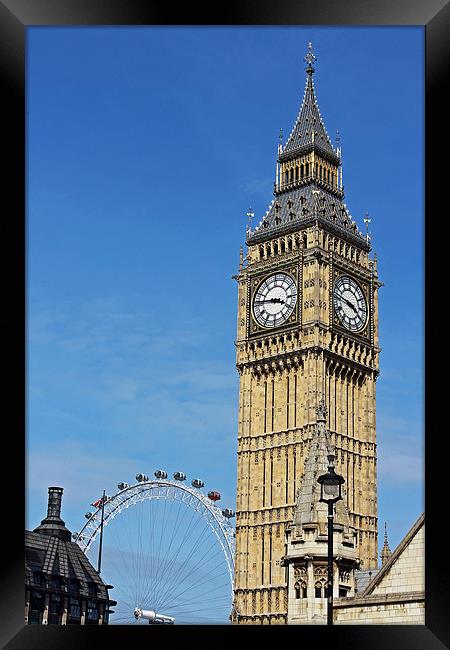 Big Ben and London Eye Framed Print by Tony Murtagh