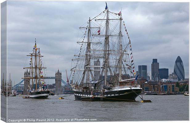 Tall Ships on the River Thames Canvas Print by Philip Pound