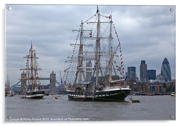 Tall Ships on the River Thames Acrylic by Philip Pound