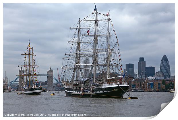 Tall Ships on the River Thames Print by Philip Pound