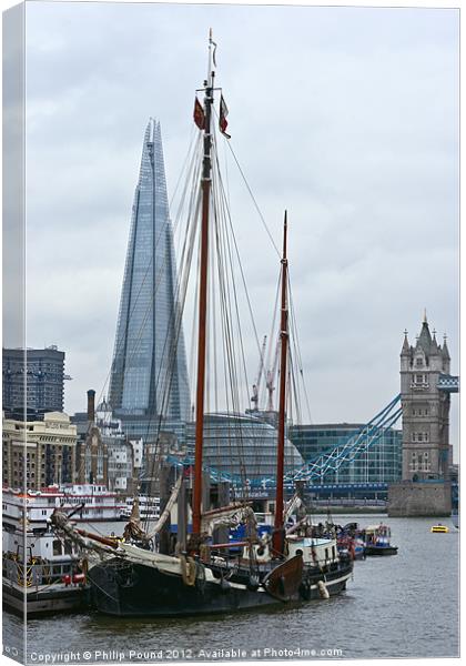 Boats and the Shard Canvas Print by Philip Pound