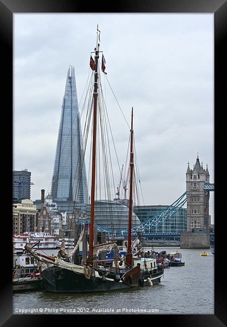 Boats and the Shard Framed Print by Philip Pound