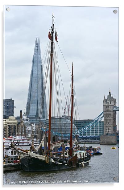Boats and the Shard Acrylic by Philip Pound