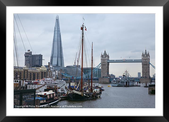 Boats Shard & Tower Bridge Framed Mounted Print by Philip Pound