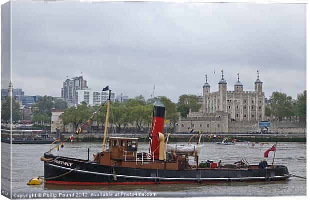 Tug at Tower of London Canvas Print by Philip Pound