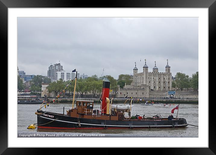 Tug at Tower of London Framed Mounted Print by Philip Pound