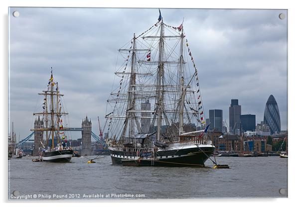 Tall Ships on River Thames Acrylic by Philip Pound