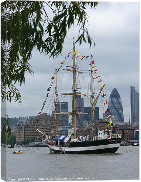Tall Ship on the River Thames Canvas Print by Philip Pound