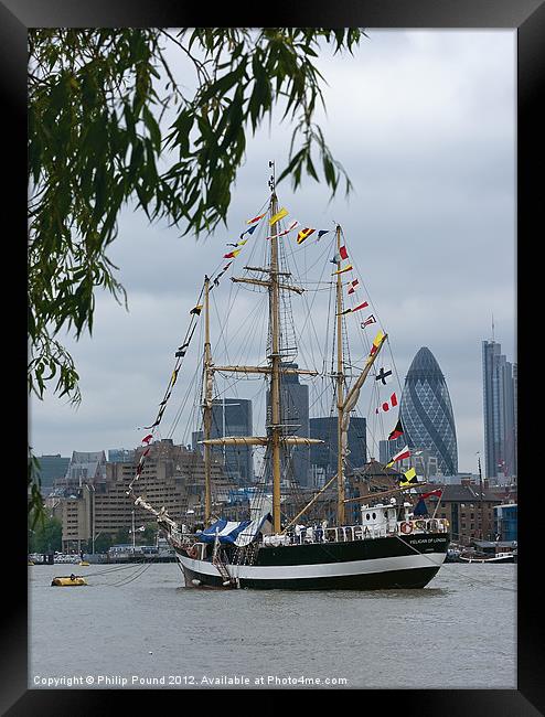 Tall Ship on the River Thames Framed Print by Philip Pound