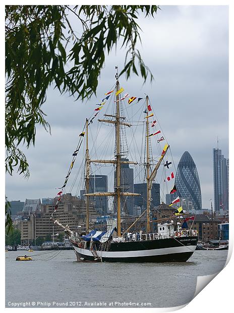 Tall Ship on the River Thames Print by Philip Pound
