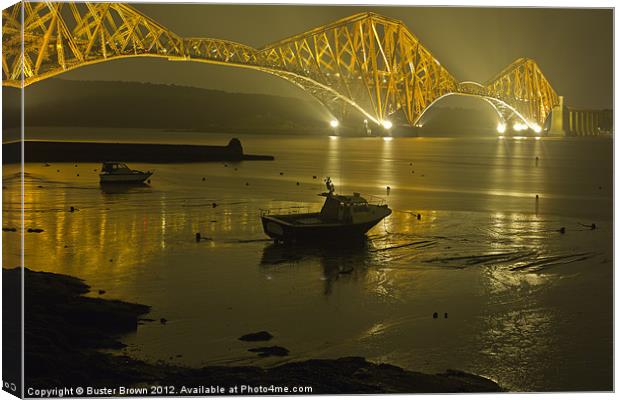 Forth Rail Bridge at Night Canvas Print by Buster Brown
