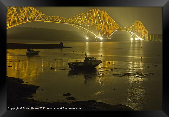 Forth Rail Bridge at Night Framed Print by Buster Brown
