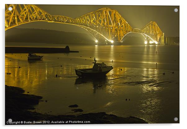 Forth Rail Bridge at Night Acrylic by Buster Brown
