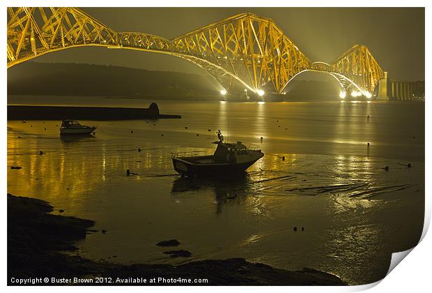 Forth Rail Bridge at Night Print by Buster Brown