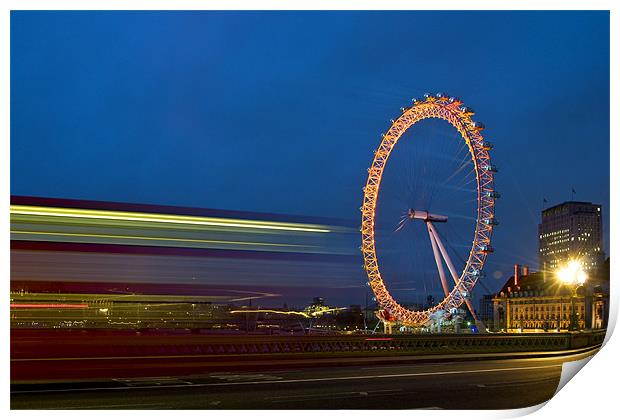 London Eye light trails Print by James Neale