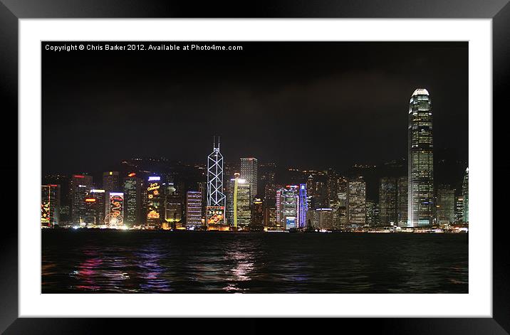 Hong Kong cityscape at night Framed Mounted Print by Chris Barker