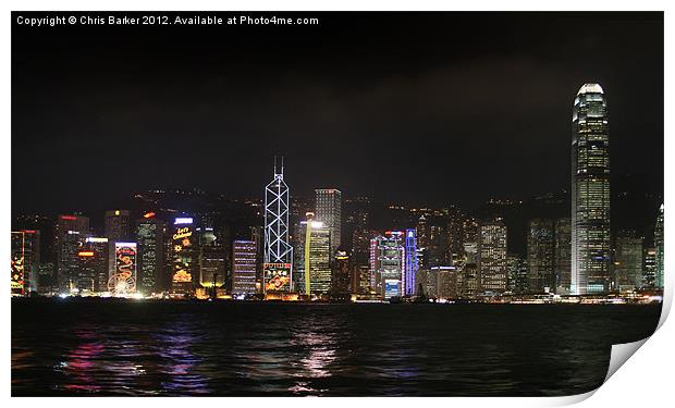 Hong Kong cityscape at night Print by Chris Barker