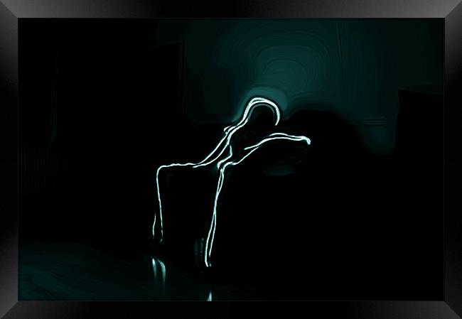 Light Painted Thinker Framed Print by Naufragus Simia