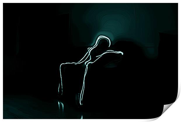 Light Painted Thinker Print by Naufragus Simia