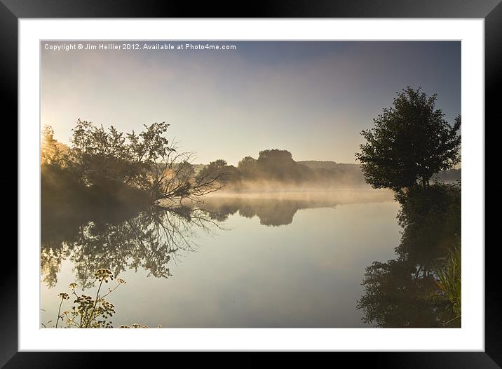 Misty Thames at Mapledurham Framed Mounted Print by Jim Hellier