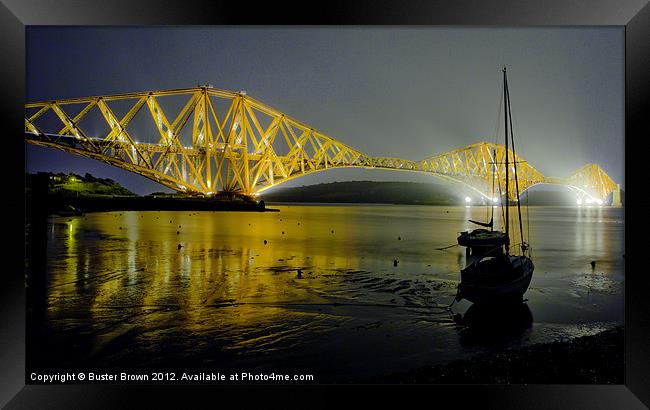 Forth Bridge at Night Framed Print by Buster Brown