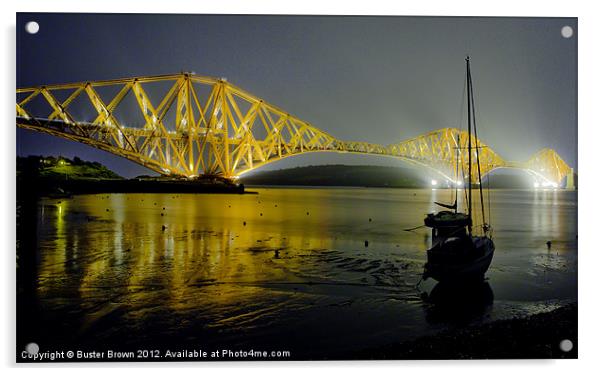 Forth Bridge at Night Acrylic by Buster Brown