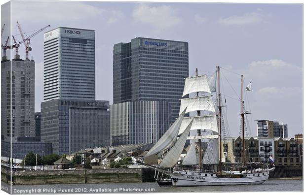 Tall Ship at Canary Wharf Canvas Print by Philip Pound