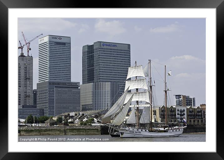 Tall Ship at Canary Wharf Framed Mounted Print by Philip Pound