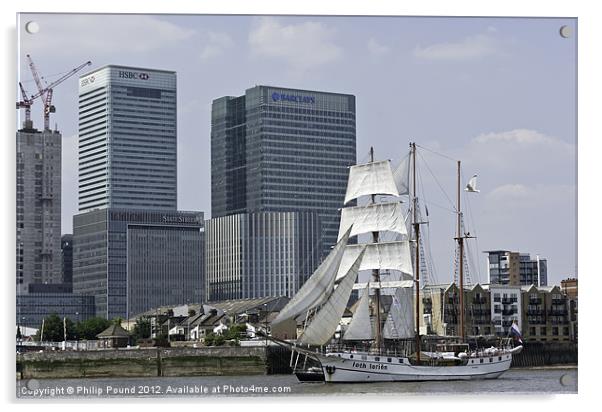 Tall Ship at Canary Wharf Acrylic by Philip Pound